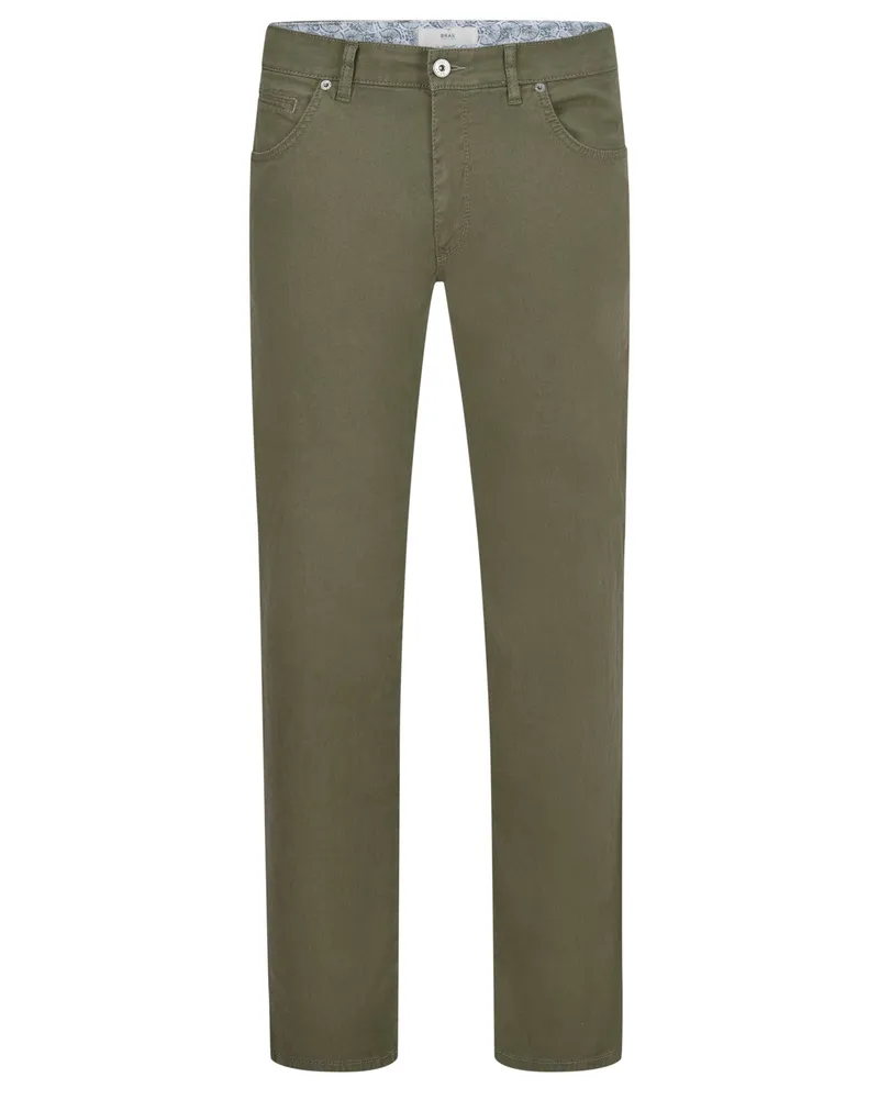 Brax 5-Pocket-Hose Cadiz mit Leinenanteil, Modern Fit Oliv