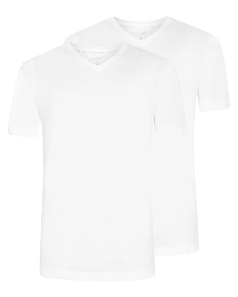 Olymp 2er Set Underwear Jersey-T-Shirt in Weiß