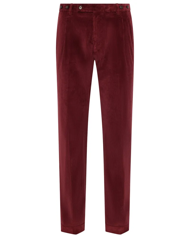 Berwich Feincordhose mit Bundfalte und Riegelverschluss in Rot