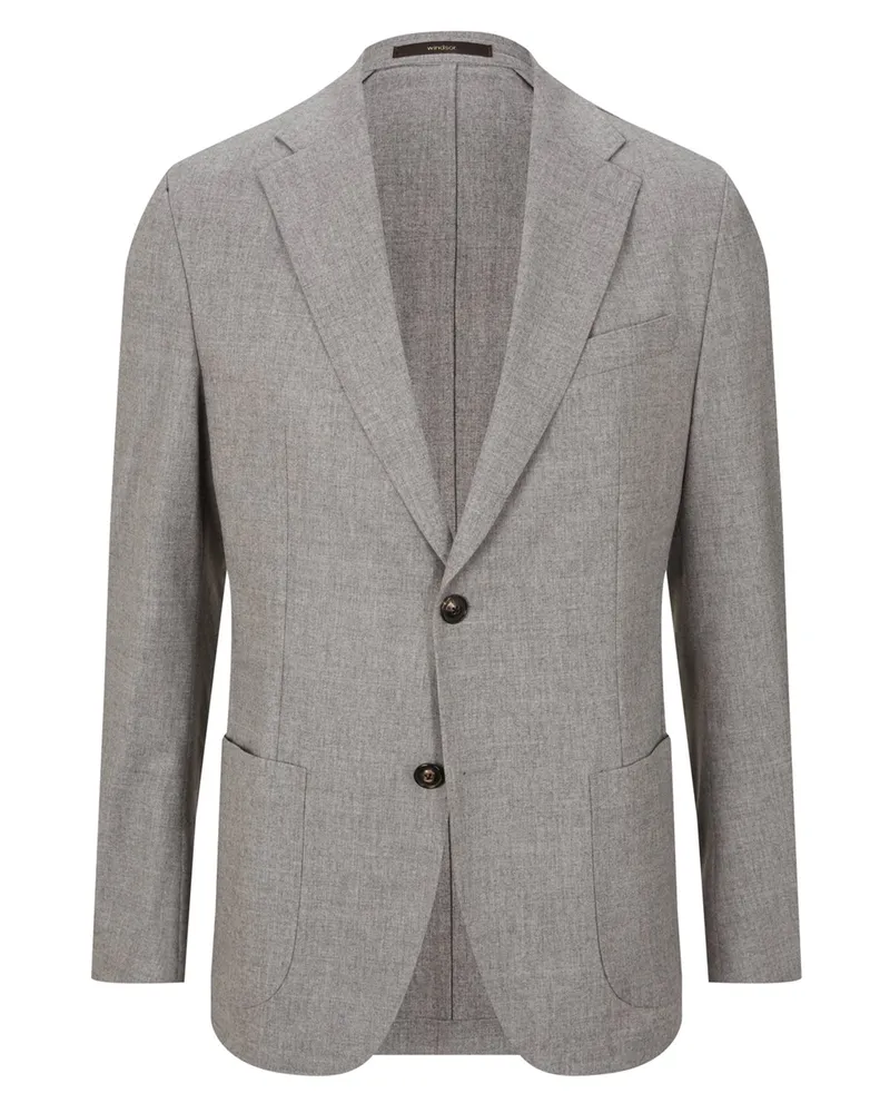 windsor. Ungefüttertes Anzugsakko aus Reda-Flanell mit Stretch, Shaped Fit in Anthrazit