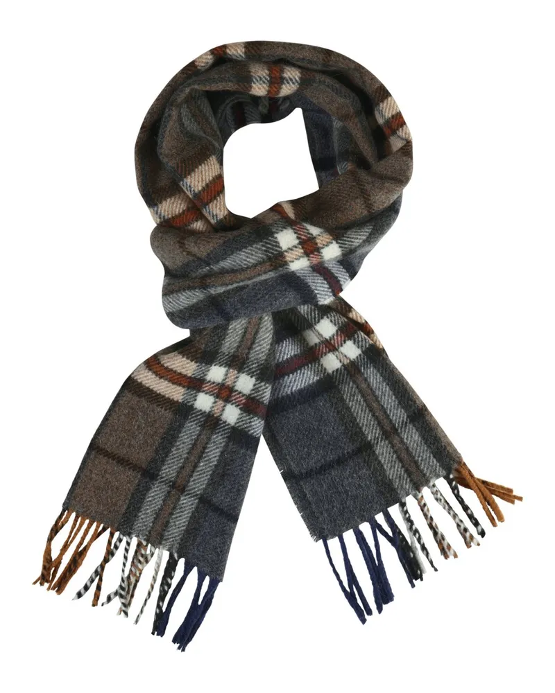 DANTE Kaschmirschal mit Karomuster und Fransen in Braun