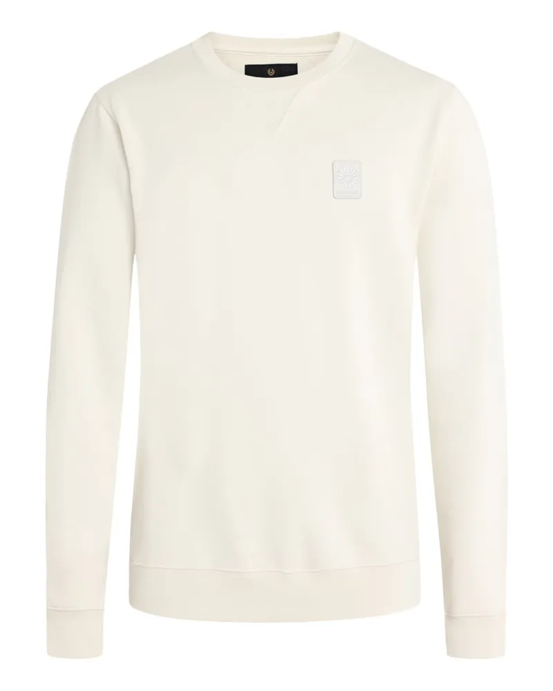 Belstaff Unifarbenes Sweatshirt mit aufgenähtem Logo-Emblem in Offwhite