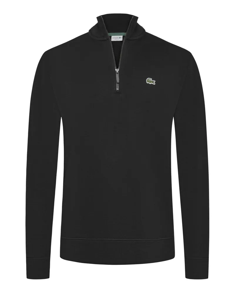 Lacoste Sweat-Troyer mit Logo-Aufnäher, Classic Fit in Schwarz