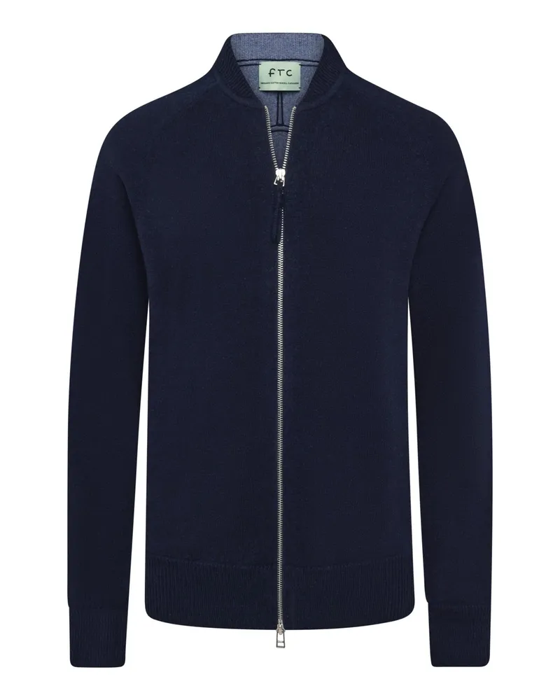 FTC Cashmere Glattstrick-Cardigan aus einem Wollmix in Doublface-Strickart in Marine