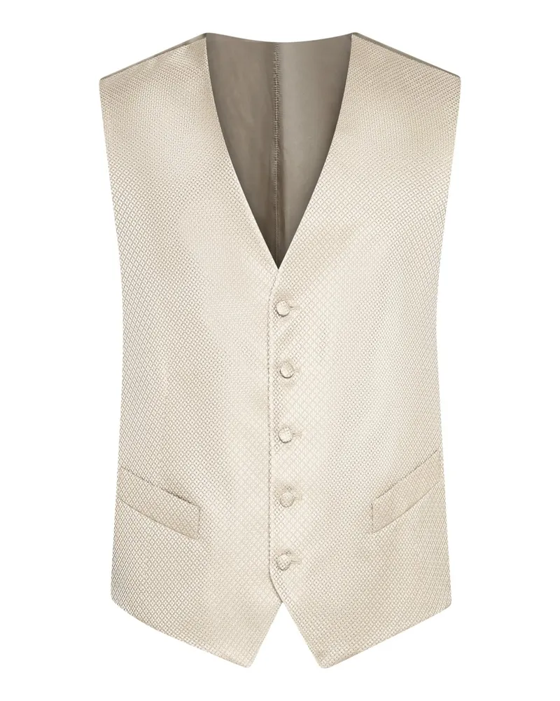 Sartoria Latorre Anzugweste aus Seide mit V-Ausschnitt und Medaillon-Webmuster in Beige