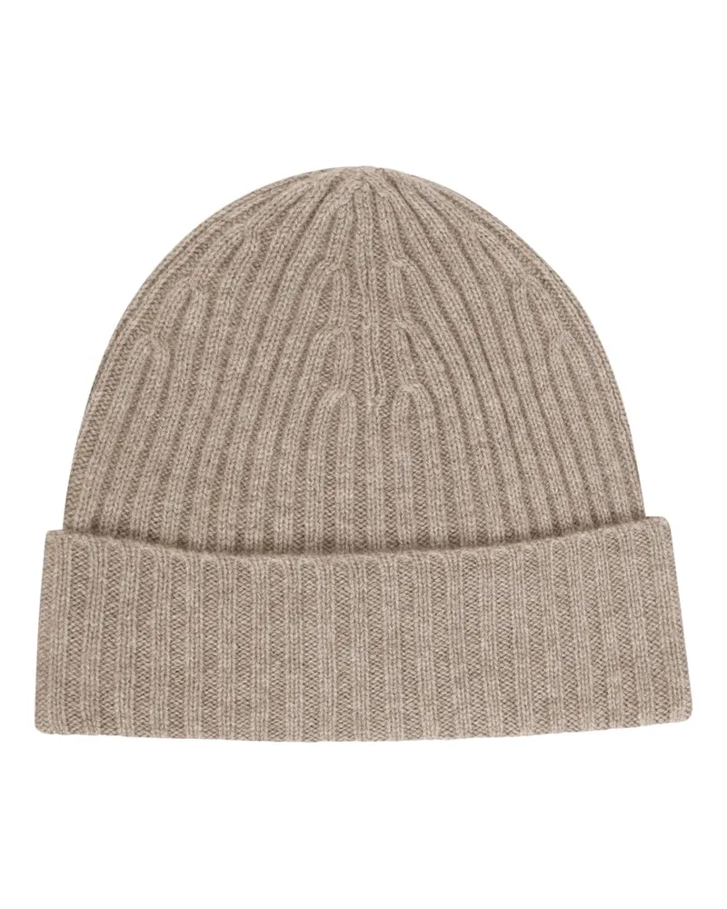 Tom Rusborg Leichte Strickmütze aus Kaschmir in Beige