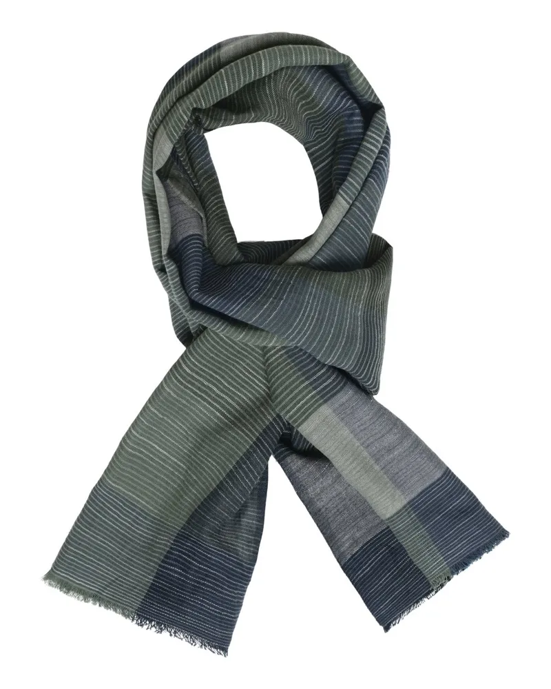 Tom Rusborg Leichter Schal aus Baumwolle mit Karo- und Streifenmuster in Blau