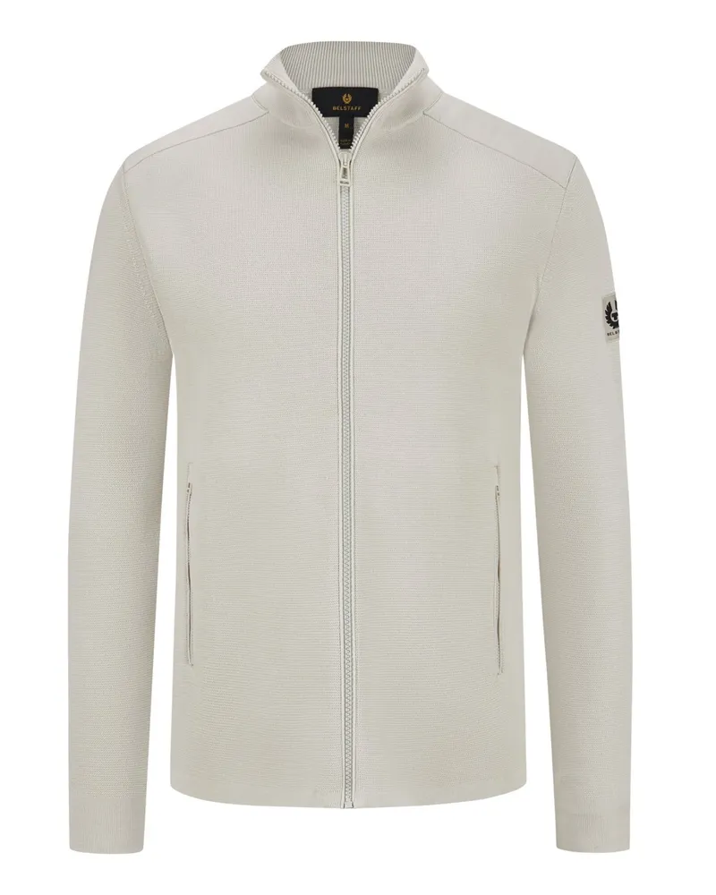 Belstaff Heavy-Strickjacke mit Taschen und Logo-Aufnäher in Offwhite