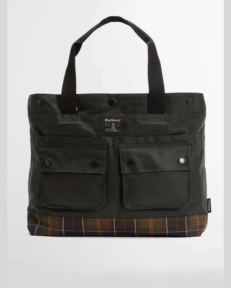 Barbour Weekender aus einem gewachsten Baumwollcanvas in Oliv