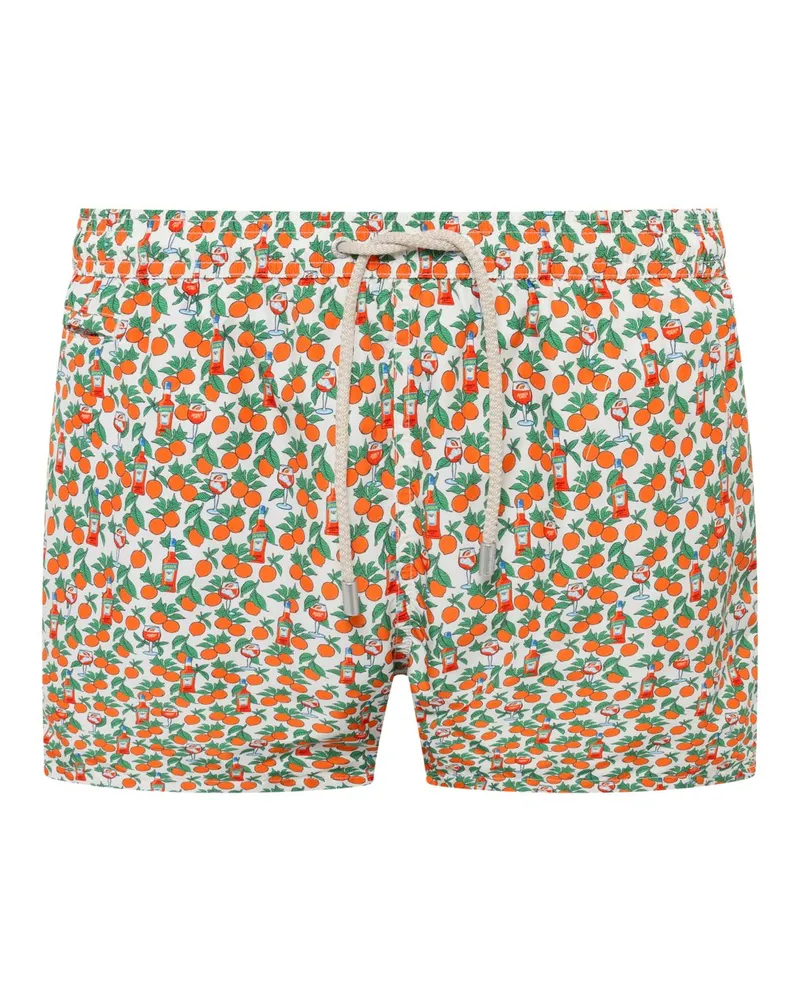 MC2 Saint Barth Kurze Badeshorts mit Aperol-Motiven in Orange