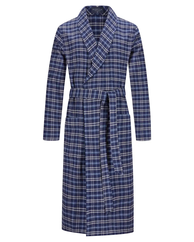 Novila Karierter Morgenmantel in Flanell-Qualität Marine