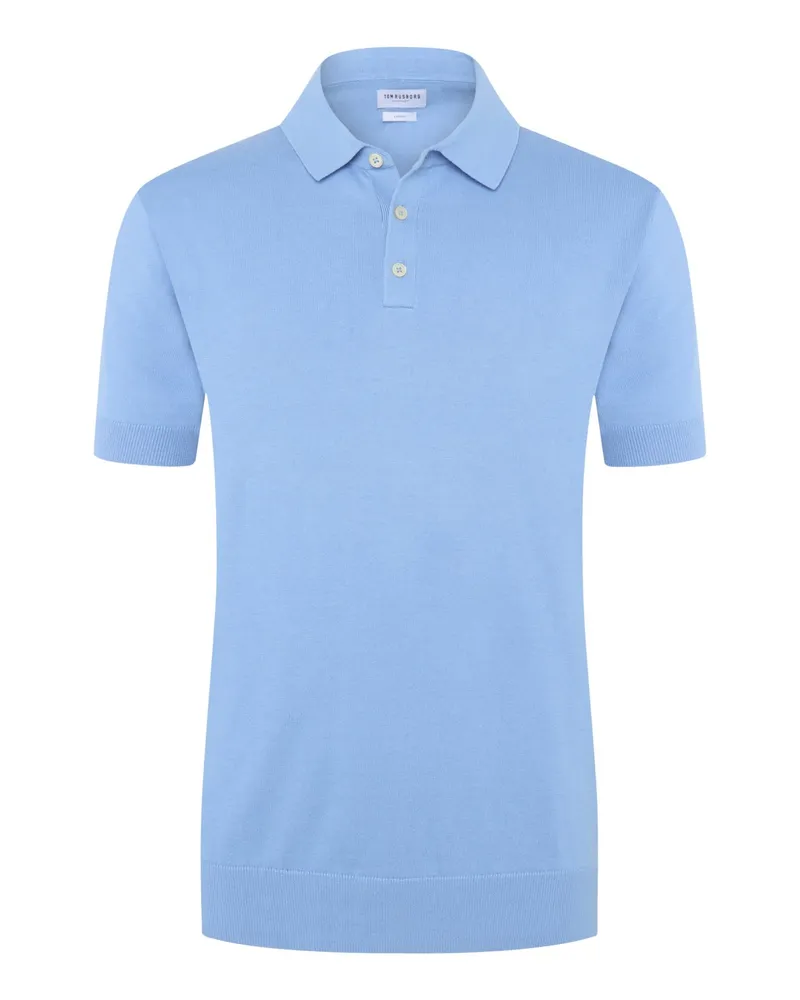 Tom Rusborg Leichtes Poloshirt mit gerippten Bündchen in Hellblau