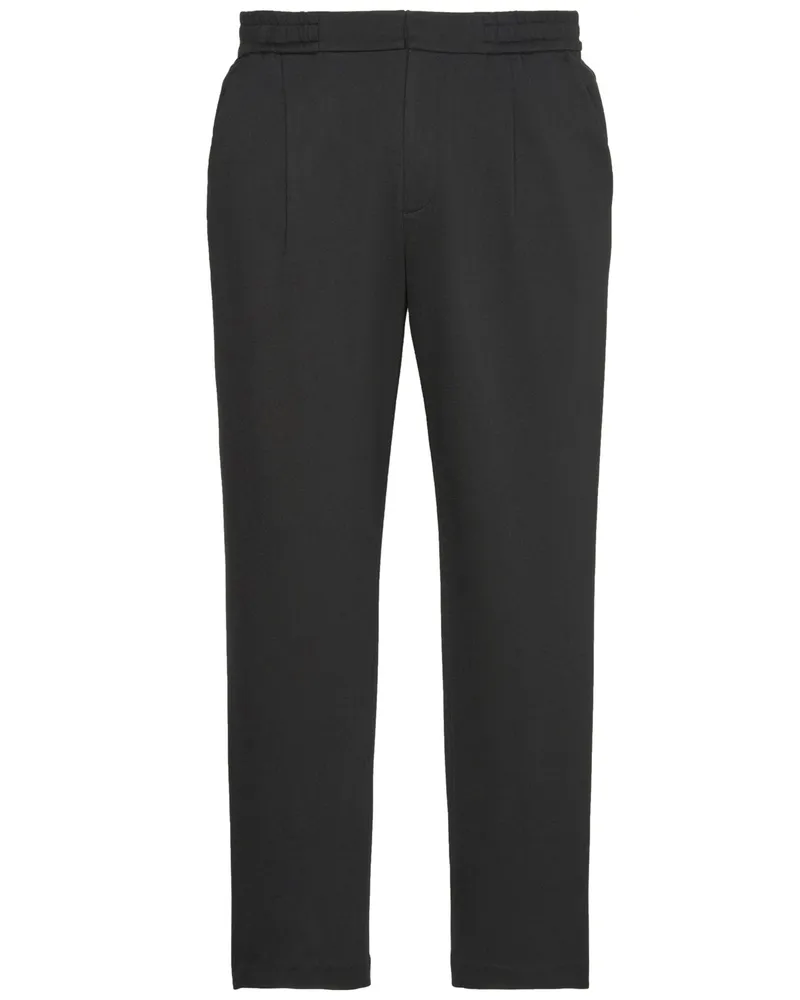Calvin Klein Jerseyhose mit Dehnbund und Bundfalte, Slim Tapered Fit in Schwarz