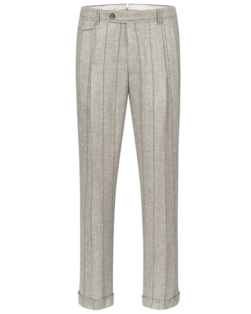 windsor. Anzughose aus einem Woll-Mix mit doppelter Bundfalte, Shaped Fit in Beige