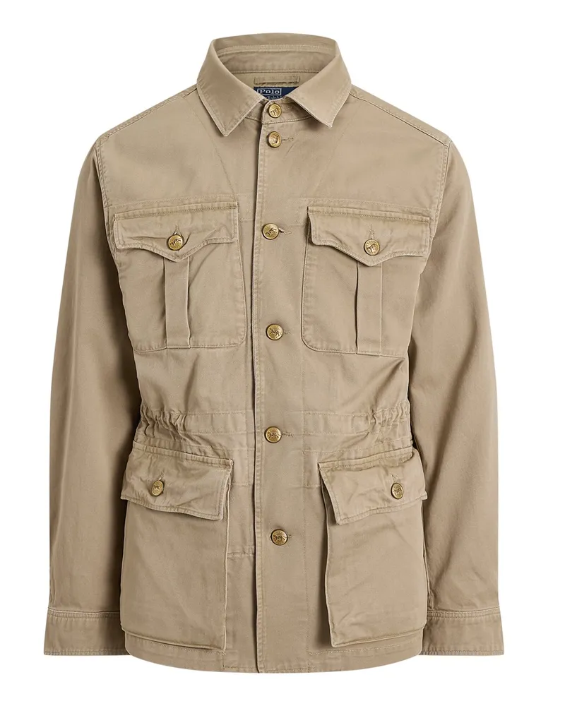 Ralph Lauren Fieldjacket aus einem Baumwoll-Canvas mit goldenen Blazerknöpfen in Khaki