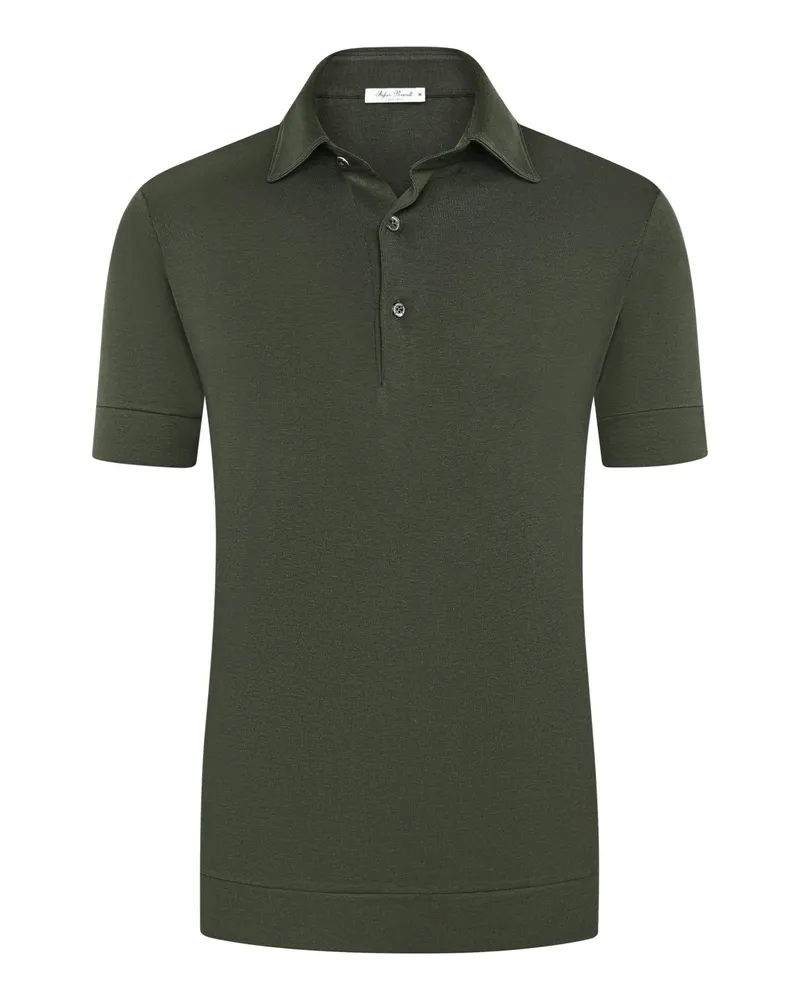 Stefan Brandt Glattes Poloshirt aus edler Urpima Sea Island® Baumwolle in Dunkelgrün