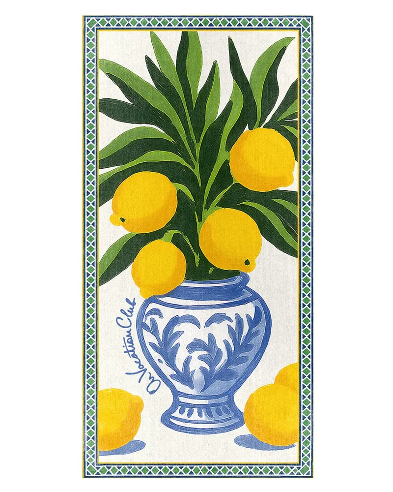 On Vacation Handtuch aus einem Baumwoll-Mix mit Zitronen-Print in Multicolor