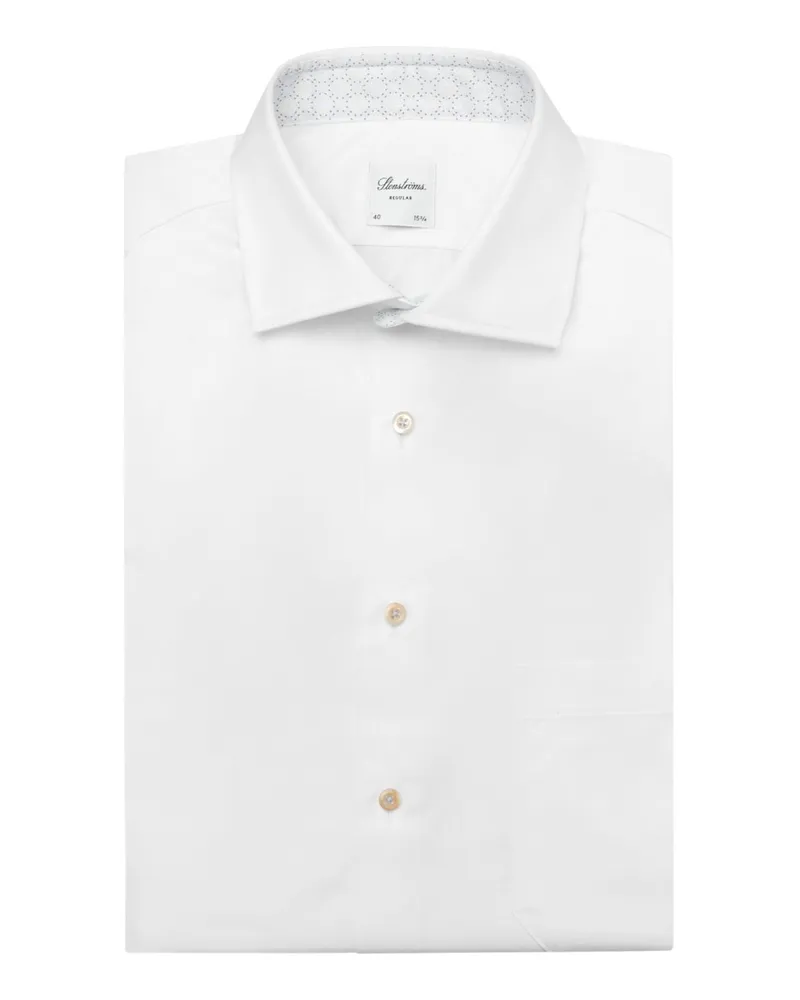 Stenströms Unifarbenes Kurzarmhemd aus Twofold Super Cotton, Regular in Weiß