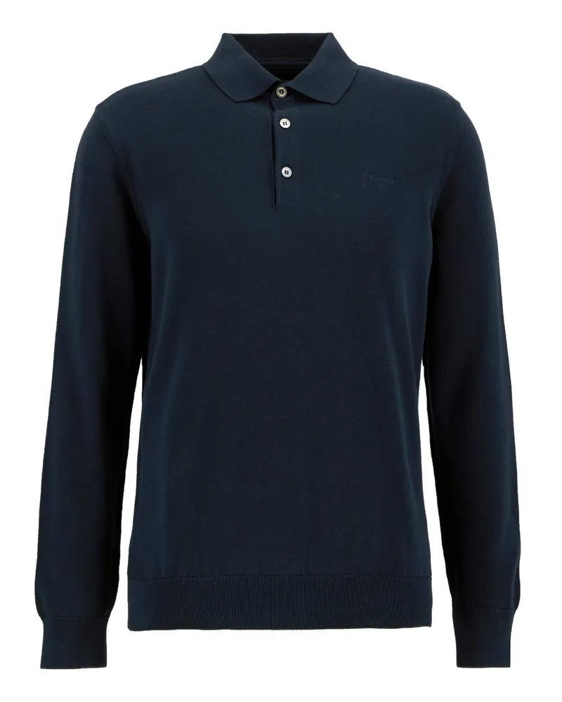 Barbour Langarm Strick-Poloshirt aus Pima-Baumwolle mit kleiner Logo-Stickerei in Marine