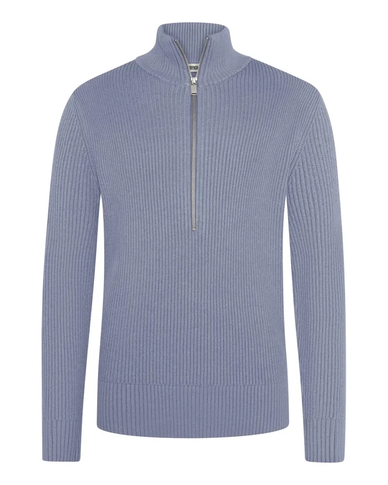 Drykorn Rippstrick-Sweater mit Half Zip in Blau