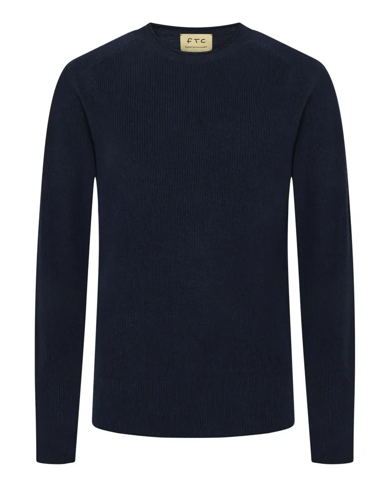 FTC Cashmere Glattstrick-Rundhalspullover aus einem Baumwolle-Kaschmir-Mix in Beige