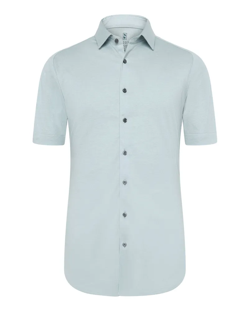 DESOTO Jersey-Kurzarmhemd in Piqué-Qualität, Slim in Grün