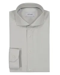 Eton Unifarbenes Hemd in Twill-Struktur, Super Slim Fit Hellgrau