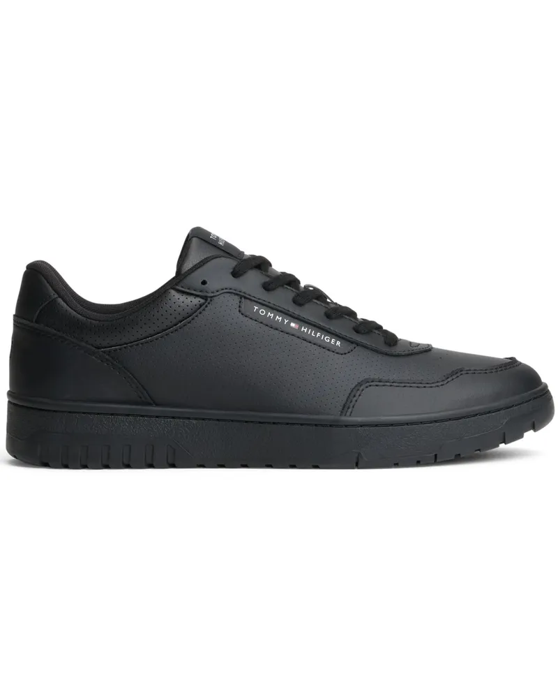 Tommy Hilfiger Sneaker aus Glattleder mit Label-Schriftzug in Schwarz