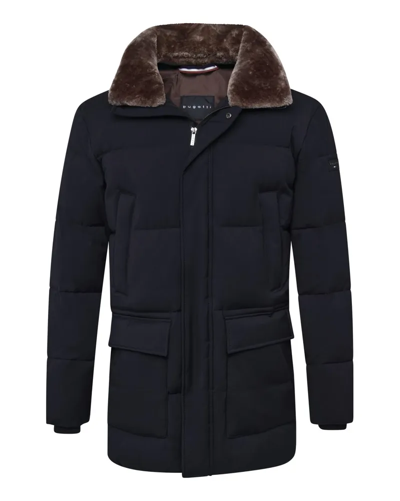 Bugatti Wasserabweisender Stepp-Parka mit Sorona®-Isolation und Fake-Fur Kragen in Marine