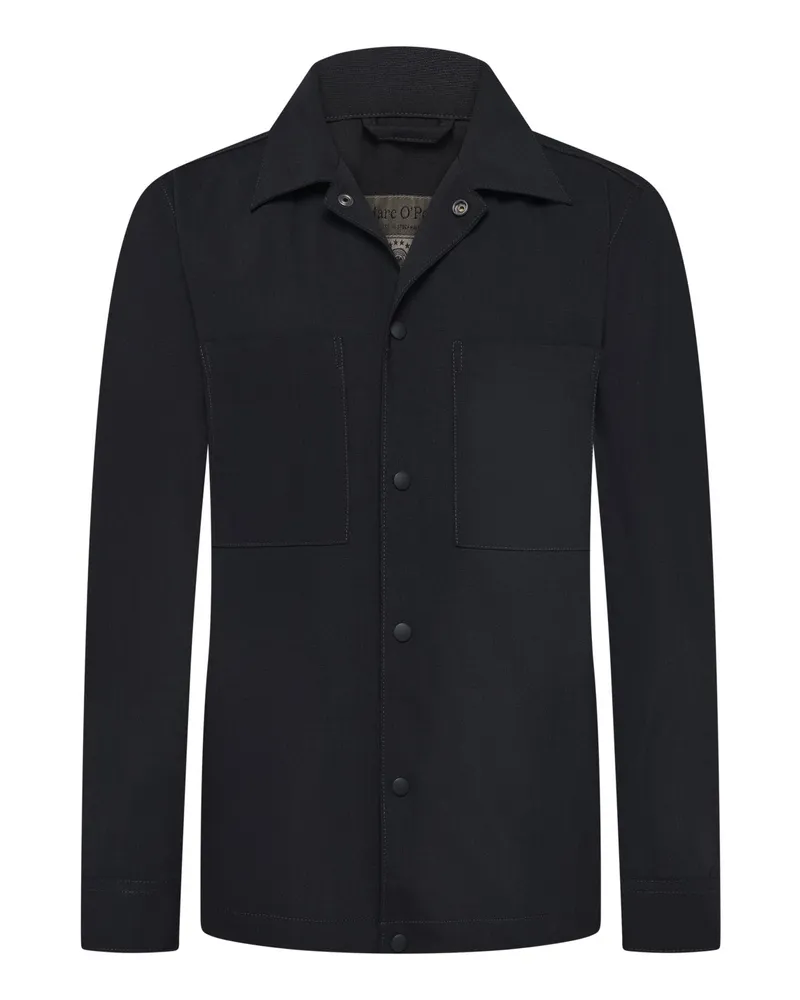 Marc O'Polo Overshirt aus einem Wollmischgewebe mit Druckknöpfen in Marine