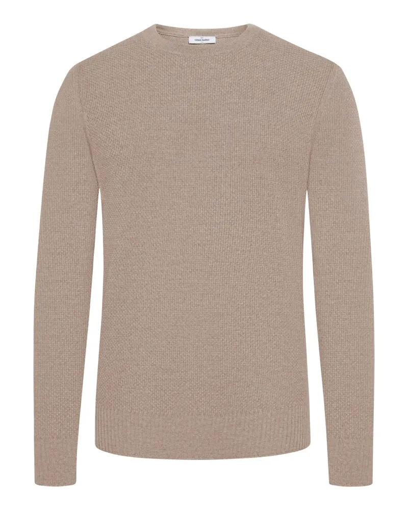 Gran Sasso Softer Pullover aus Merinowolle in Perlstrick in Beige