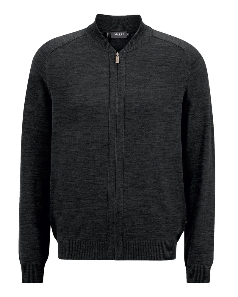 Maerz Strick-Blouson mit Collegekragen aus Superwash-Merinowolle, Regular in Anthrazit