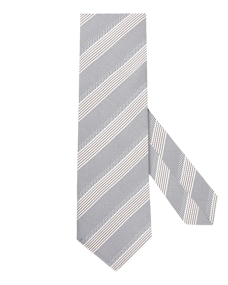 HUGO BOSS Seidenkrawatte mit Diagonalstreifen in Grau