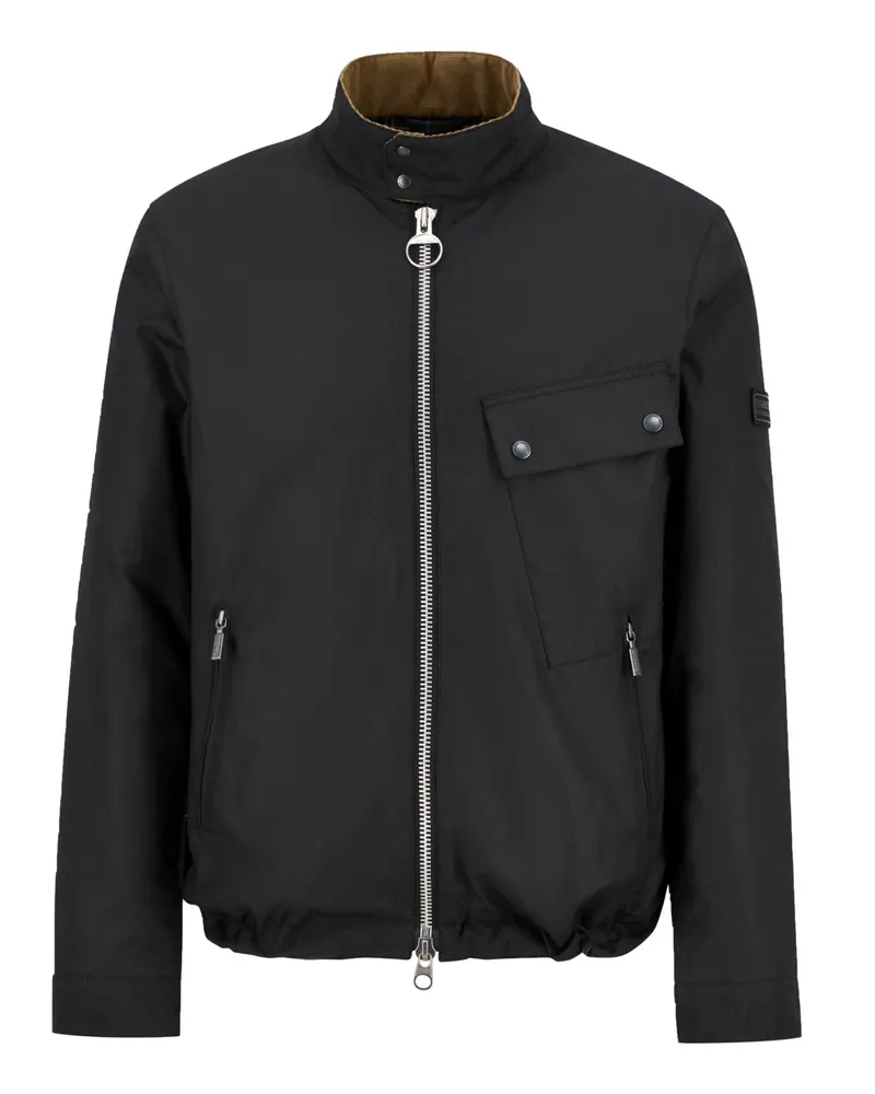 Barbour Wachsblouson mit Stehkragen und Label-Aufnäher in Schwarz