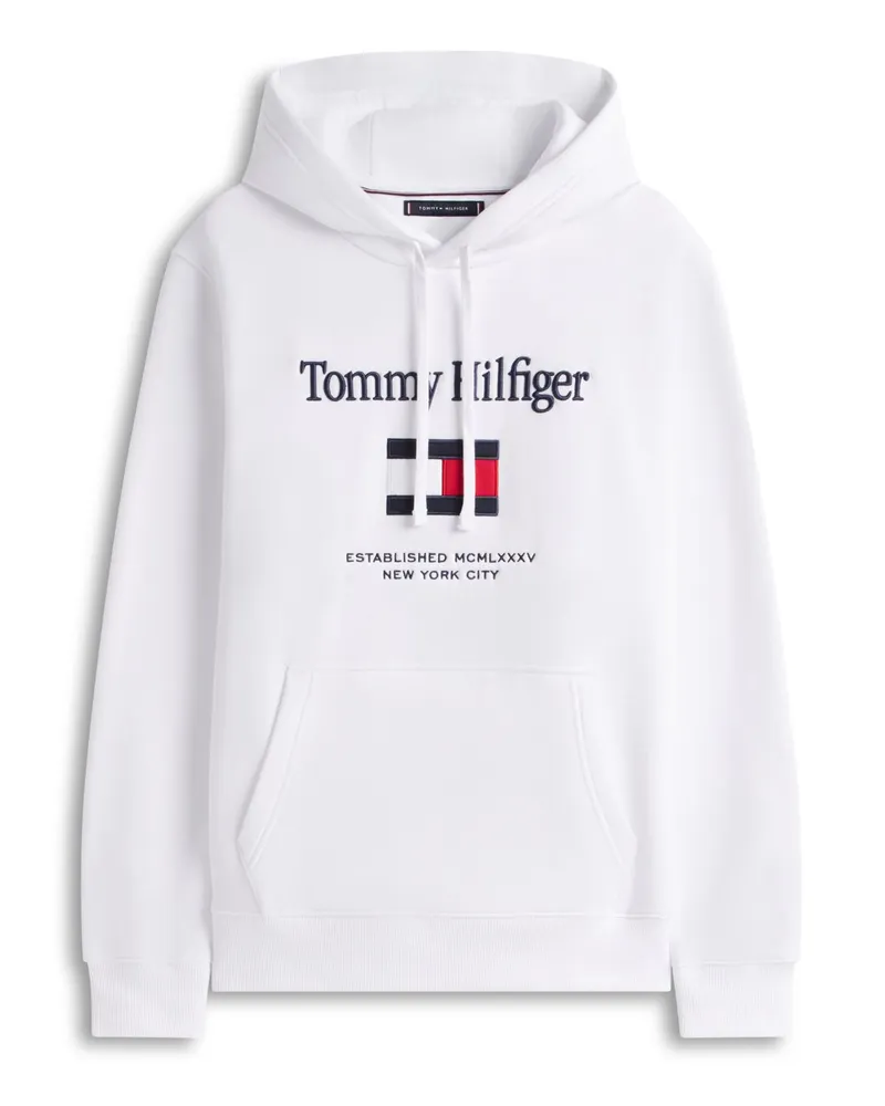 Tommy Hilfiger Hoodie mit Aufnähern und softer Fleece-Innenseite in Weiß