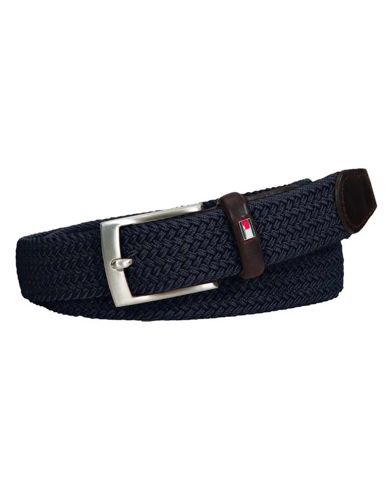 Tommy Hilfiger Elastischer Flechtgürtel mit Lederspitze Schwarz