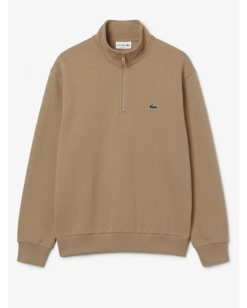 Lacoste Sweat-Troyer mit Logo-Aufnäher, Classic Fit in Beige