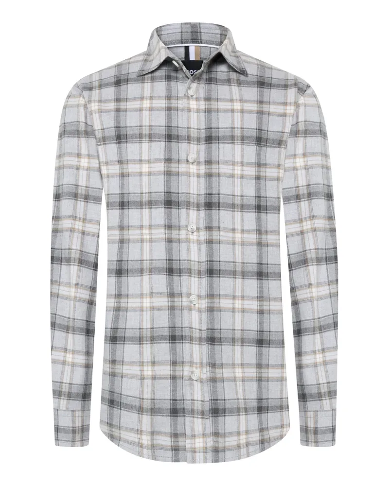 HUGO BOSS Flanell-Overshirt mit Karomuster in Grau