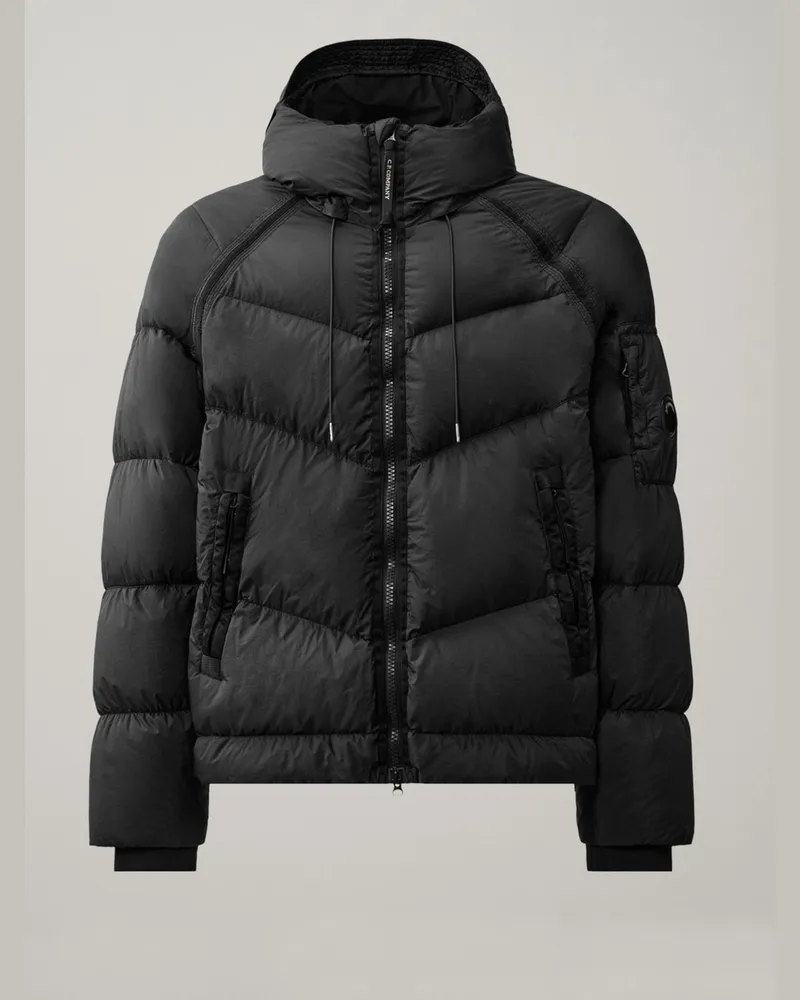 C.P. Company Wetterfester Daunenparka aus Down Shield Ripstop-Nylon in Schwarz