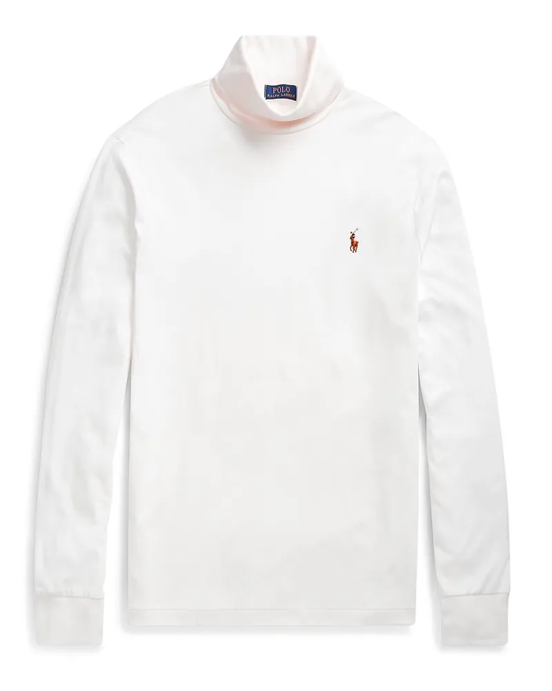 Ralph Lauren Leichter Rollkragenpullover in Jersey-Qualität mit Logo-Stickerei in Offwhite