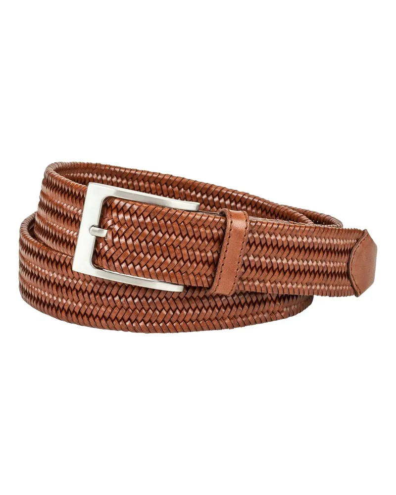 Tom Rusborg Flechtgürtel aus Leder in Cognac