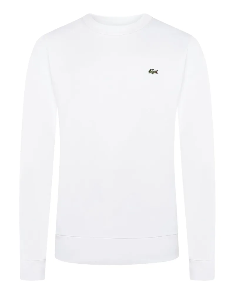 Lacoste Sweatshirt in Fleece-Qualität mit Krokodil-Aufnäher, Classic Fit in Weiß