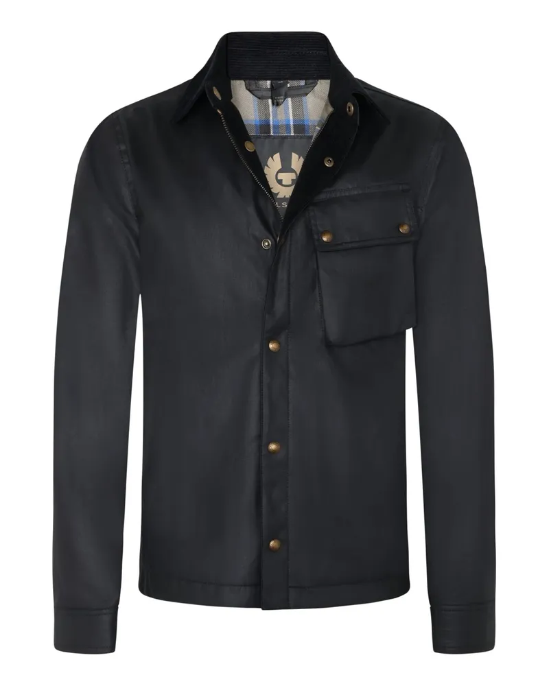 Belstaff Gefütterte WachsJacke Ground mit Cordkragen, Comfort Fit in Schwarz