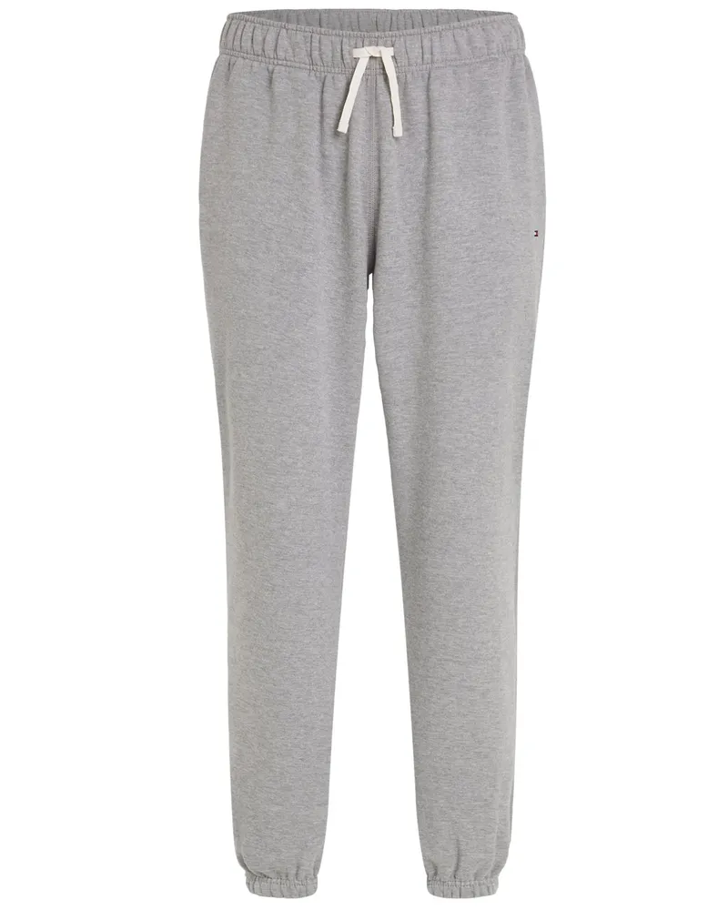 Tommy Hilfiger Softe Fleece-Jogginghose mit Logo-Stickerei in Hellgrau