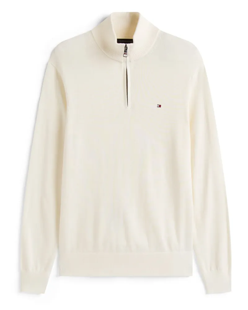 Tommy Hilfiger Softer Troyer mit Kaschmir und kleiner Logo-Stickerei in Offwhite