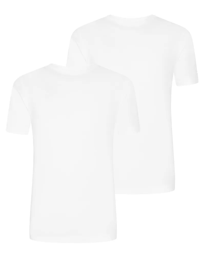 Olymp 2er Pack Unifarbenes Underwear-T-Shirt in Weiß