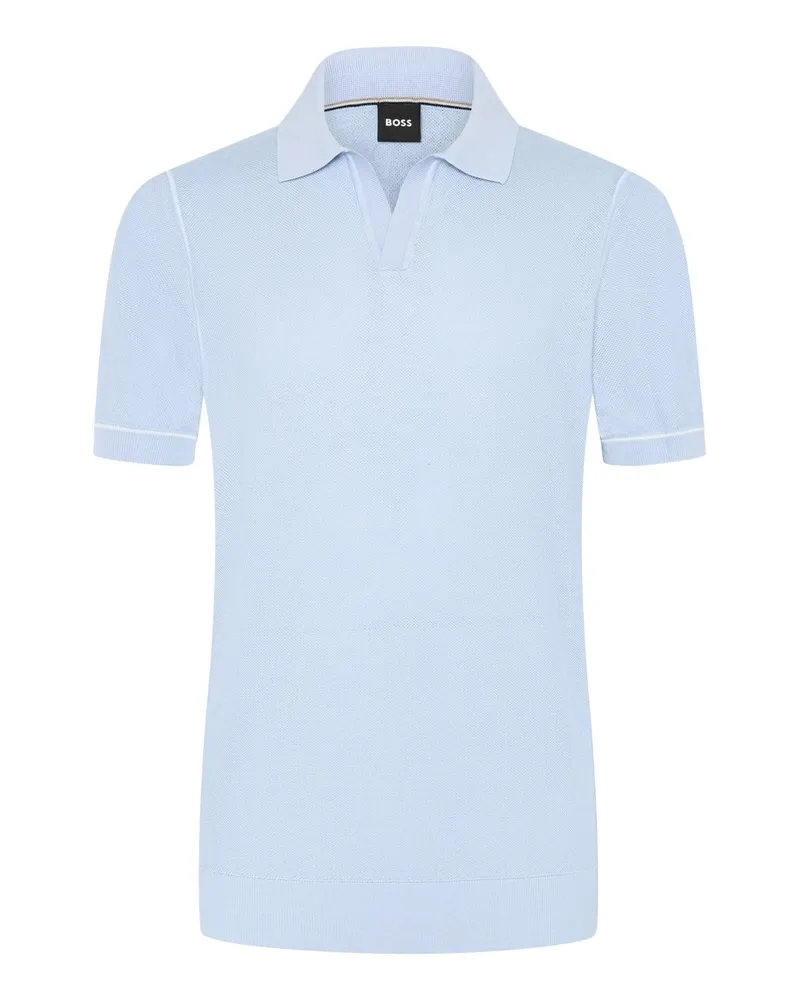HUGO BOSS Glattes Poloshirt aus einem Baumwolle-Lyocell-Mix in Hellblau