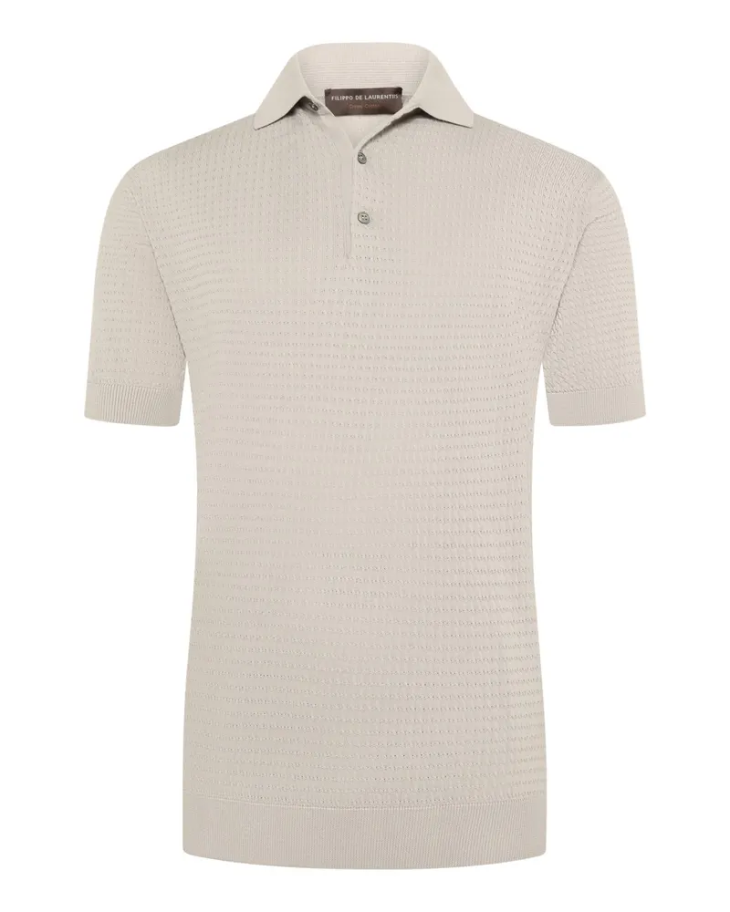 Filippo de Laurentiis Softes Poloshirt aus Baumwolle mit Waffelstruktur in Kreide