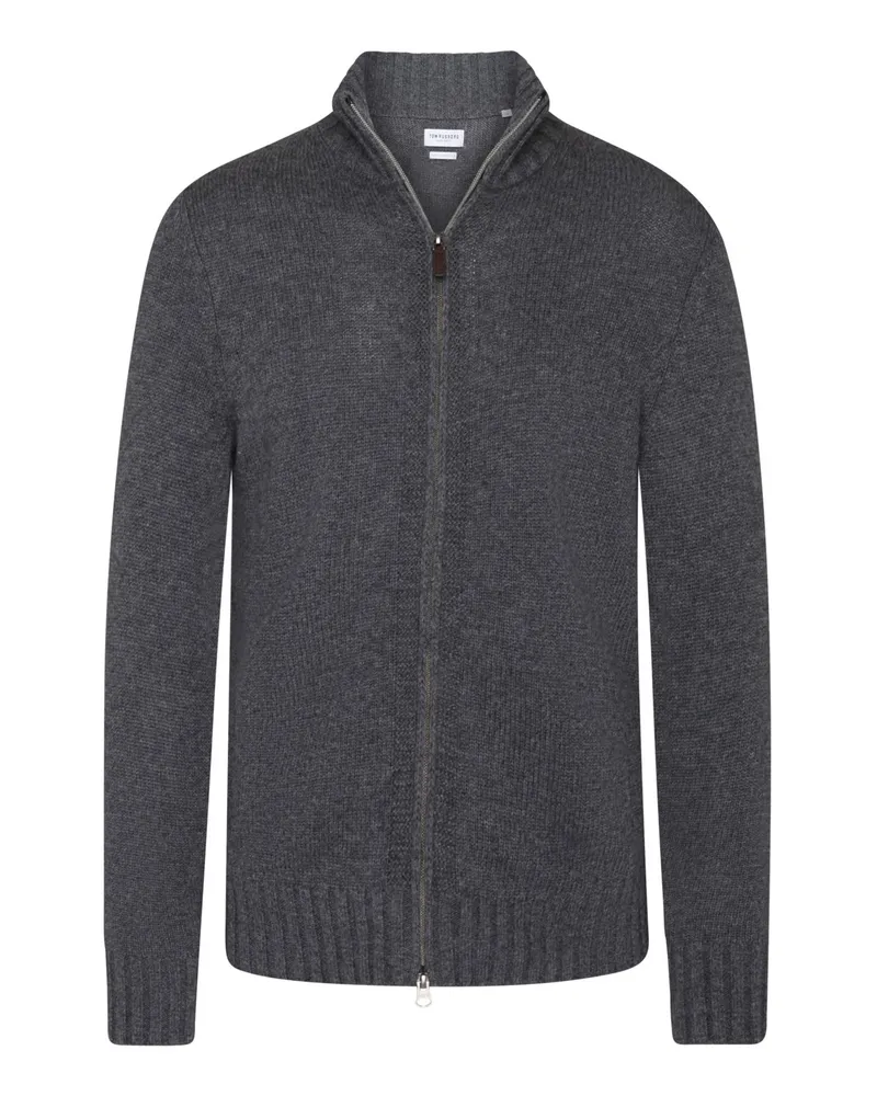 Tom Rusborg Softe Strickjacke aus Merinowolle mit Zip und Kaschmiranteil in Anthrazit