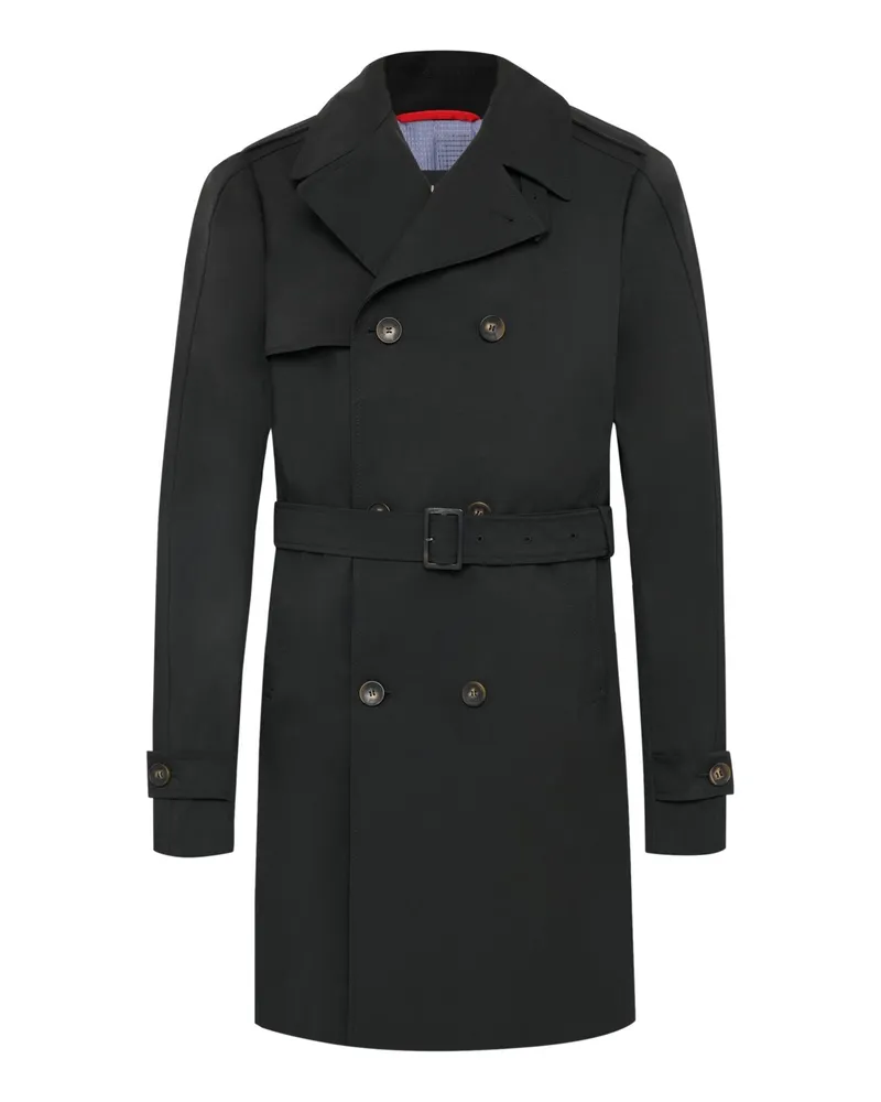 cinque Zweireihiger Trenchcoat Ciaberdeen mit Gürtel in Schwarz